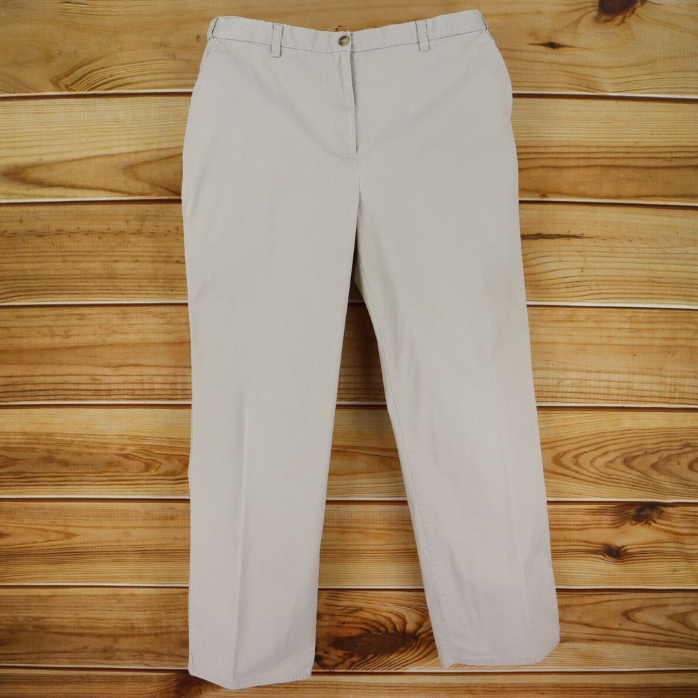 Sag Harbor Pants High Rise Kendrick Fit‎ Straight Leg Womens Size 16 Beige Brown